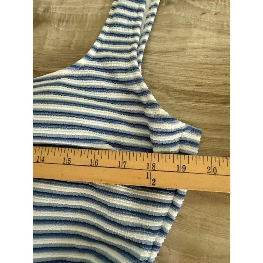 NWT J. Crew Women's Striped Textured Square Neck One-Piece Swimsuit-Size 18
